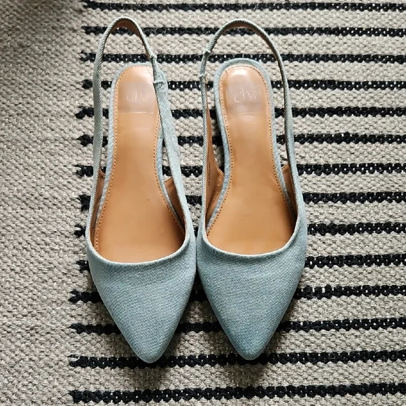 DV by Dolce Vita Light Blue Denim Slingback Flats 9.5 - Picture 2 of 3